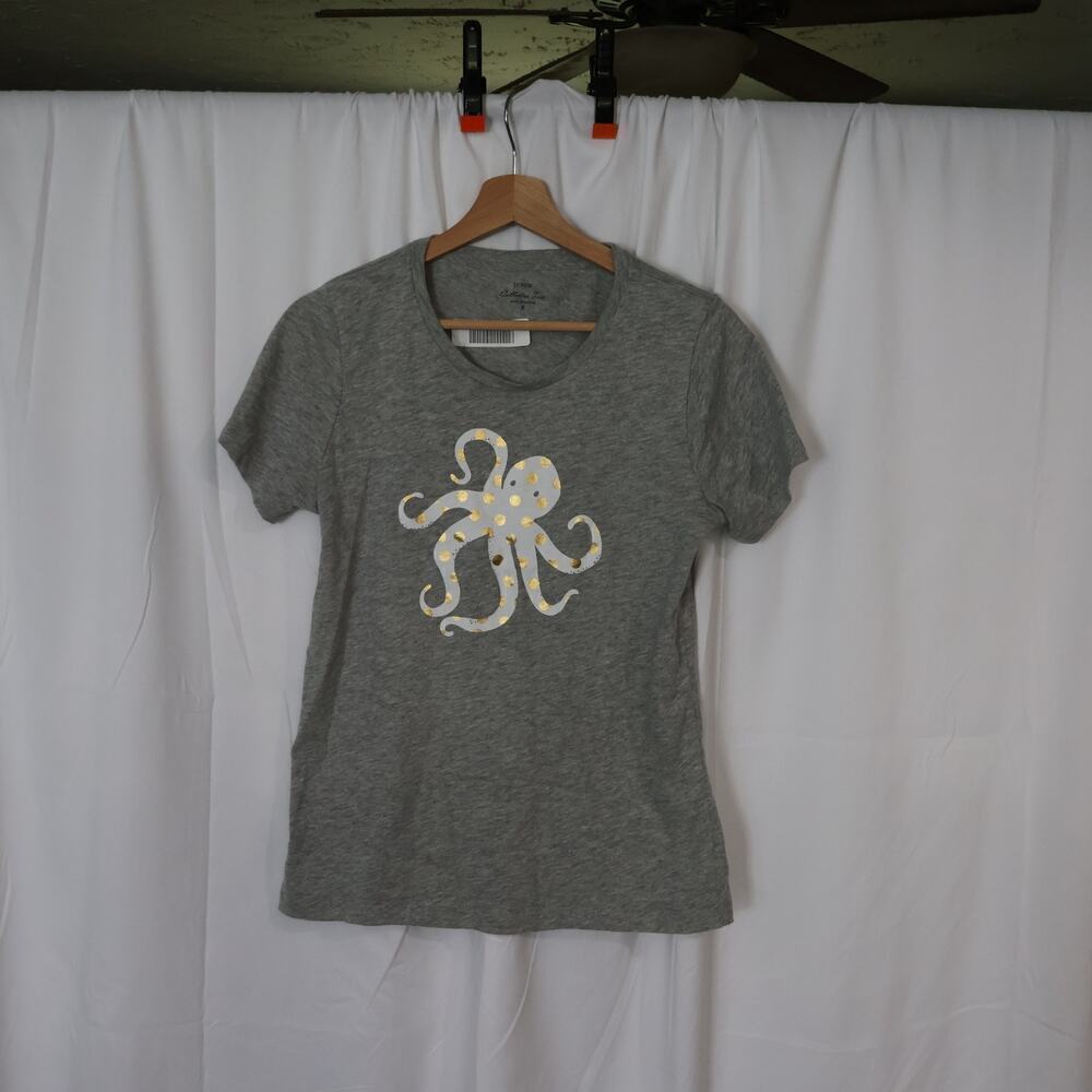 J Crew Tshirt Collectible Grey Sea Octopus Size Small